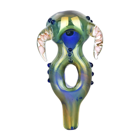 Elation Electroplated Glass Horned Hand Pipe, 4.75" with Unique Spoon Design, Front View