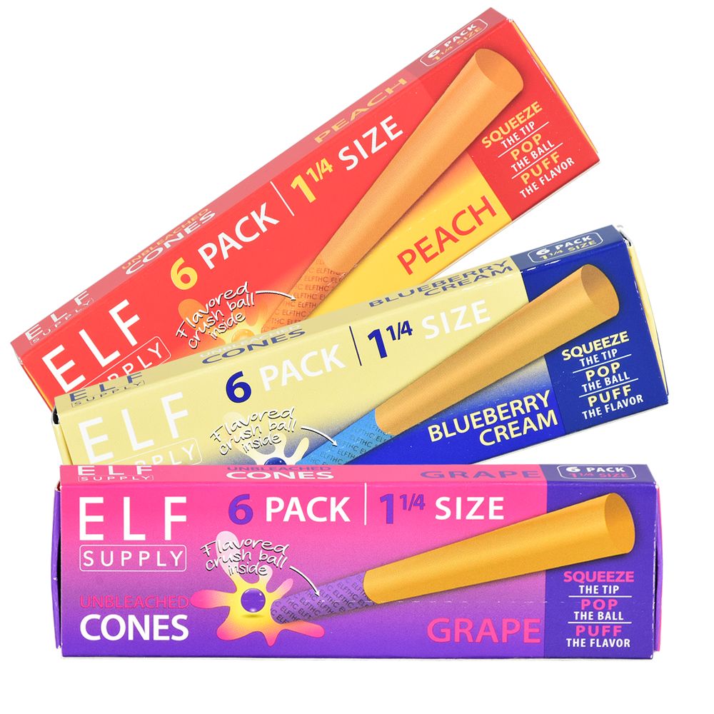 ELF Supply Unbleached Flavor Pop Pre-Rolled Cones | 1 1/4 | 6pc | 20pk Display