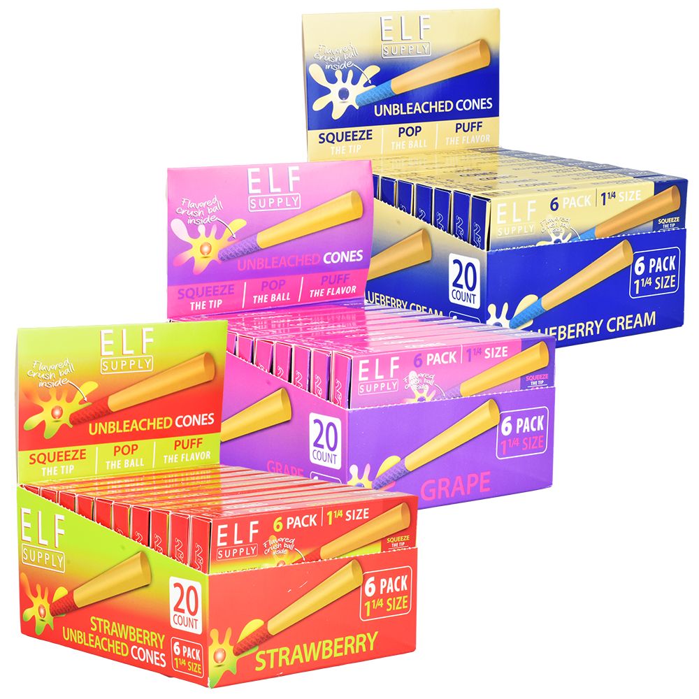 ELF Supply Unbleached Flavor Pop Pre-Rolled Cones | 1 1/4 | 6pc | 20pk Display