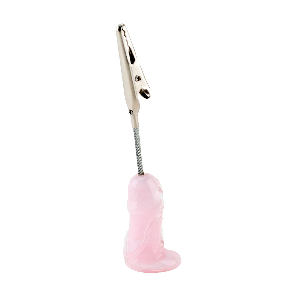 Empire Glassworks Borosilicate Glass Alligator Clip - Penis Design - 3.25" Front View
