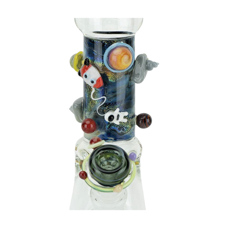 Empire Glassworks Galaxy Beaker Bong with intricate space-themed glass art, 15" tall, front view