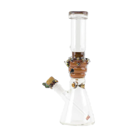 Empire Glassworks Beaker Water Pipe with Save the Bees design, 14" heavy wall borosilicate glass, front view