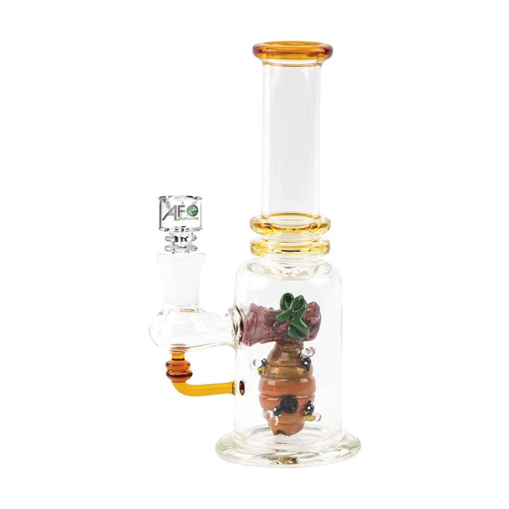 Empire Glassworks Beehive Mini Water Pipe with intricate bee design, front view on white background
