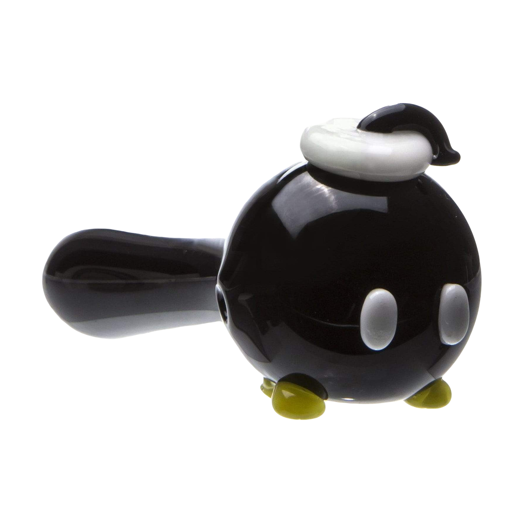 Empire Glassworks Bomber Spoon Pipe with intricate colored glass details, side view on white background