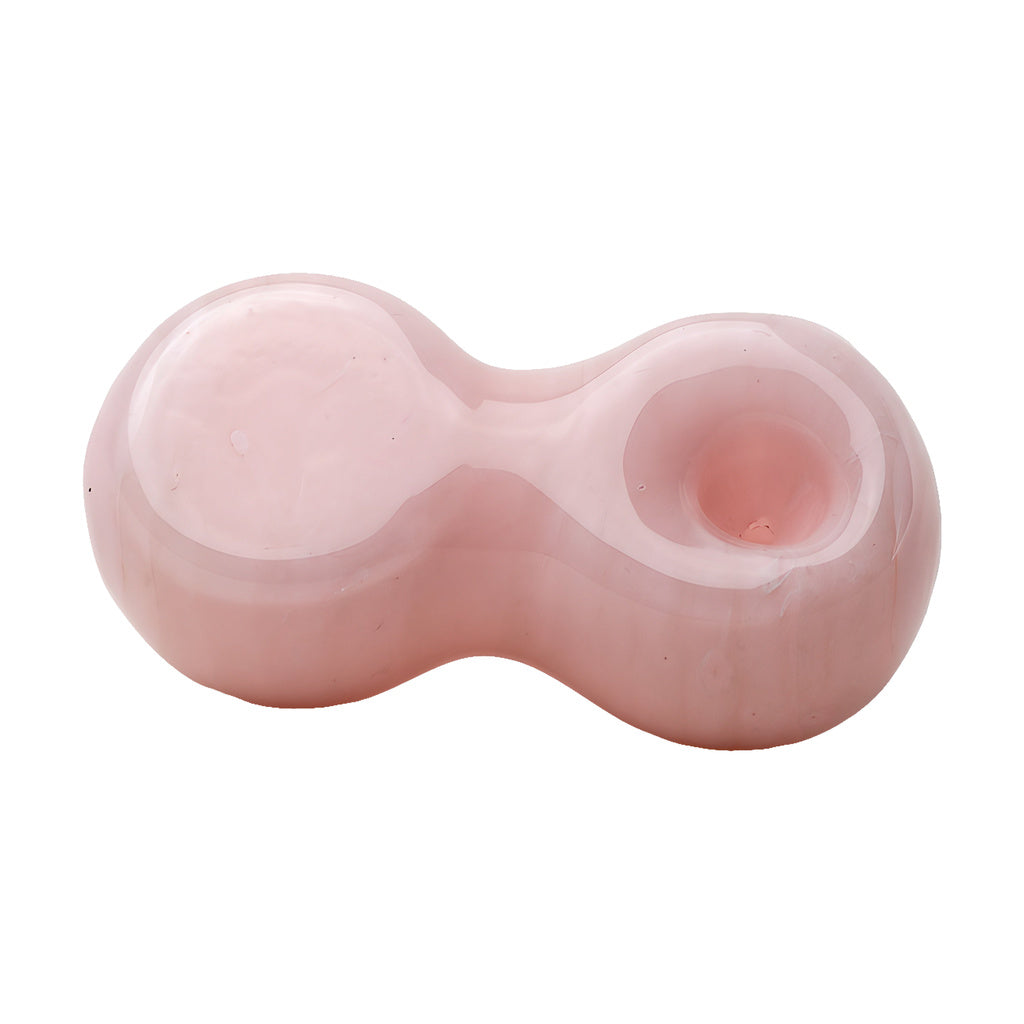Empire Glassworks Boobies Hand Pipe, Borosilicate Glass, Top View on White Background
