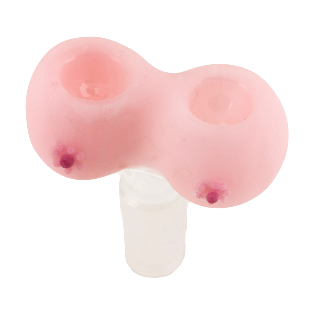 Empire Glassworks Boobies Bowl for Bongs - Novelty Pink Design, 14mm Joint, Top View