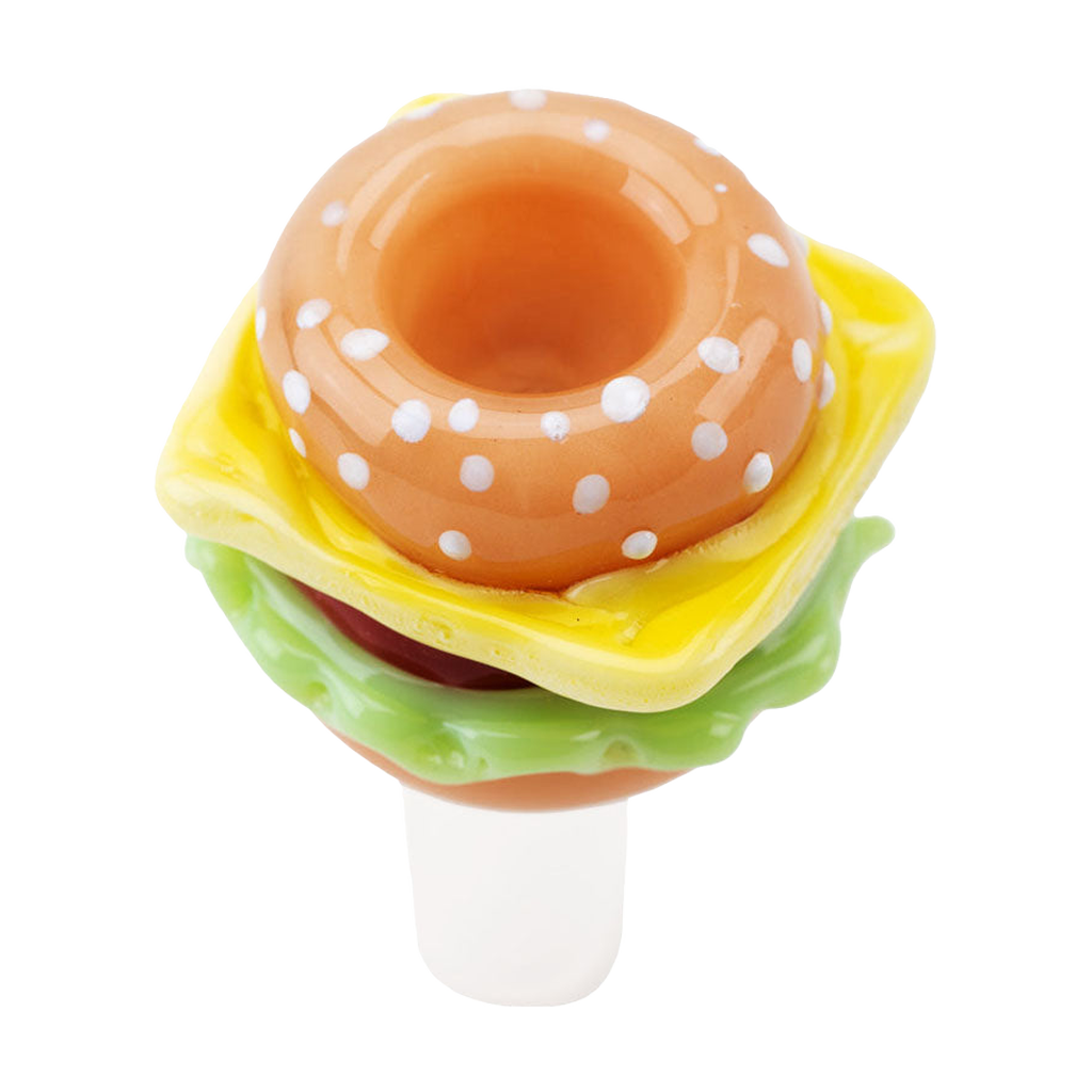 Empire Glassworks Burger Theme 14mm Male Bong Bowl, Top View on White Background