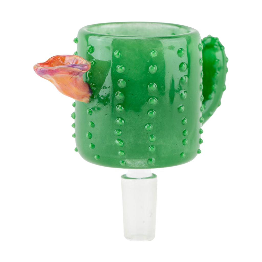 Empire Glassworks Cactus-Themed Water Pipe Attachment, 14mm Male Joint, Front View