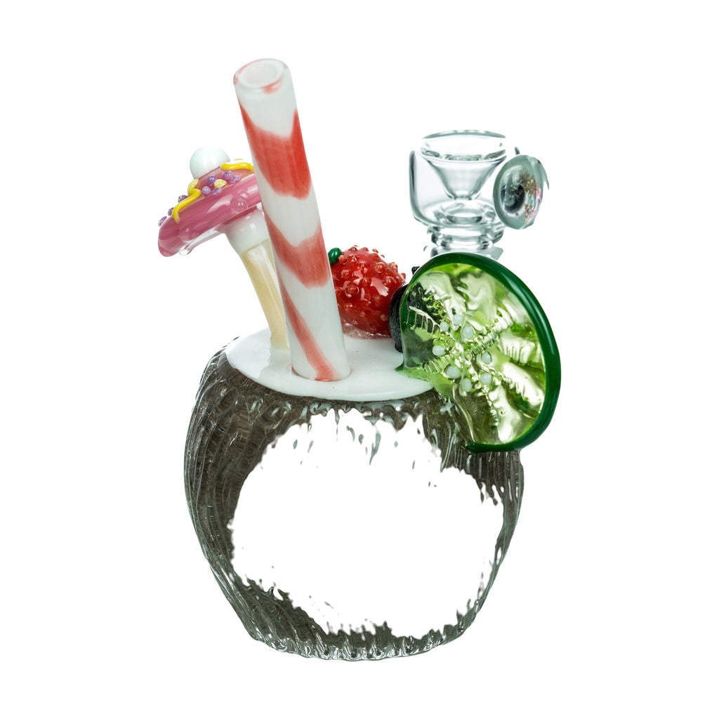 Empire Glassworks Coconut Colada Mini Bong with Tropical Glass Artwork - Front View