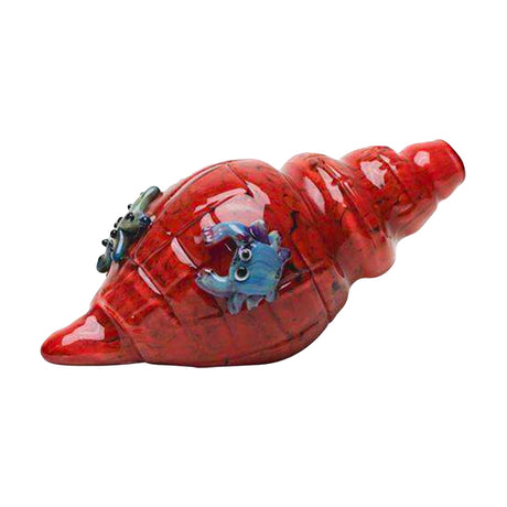 Empire Glassworks Dry Pipe in Conch Design with Ariel Theme, 3.5" Length, Angled Side View