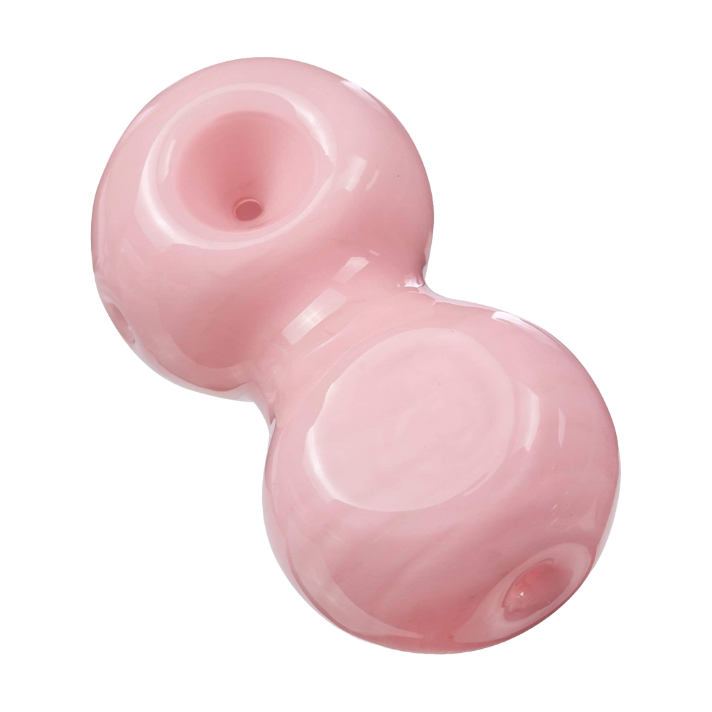 Empire Glassworks Nice Pair Hand Pipe, Pink & Tan Borosilicate Glass, Top View