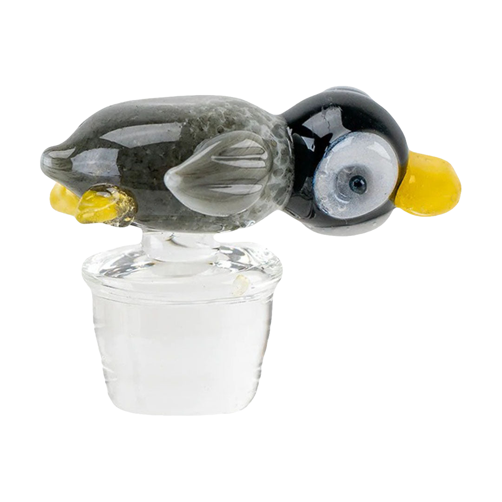 Empire Glassworks Puffco Peak Pro Carb Cap, Penguin design, made of Borosilicate Glass, front view