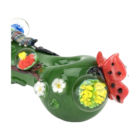 Empire Glassworks Spoon Pipe with Garden Critters design, compact 5" size, for dry herbs