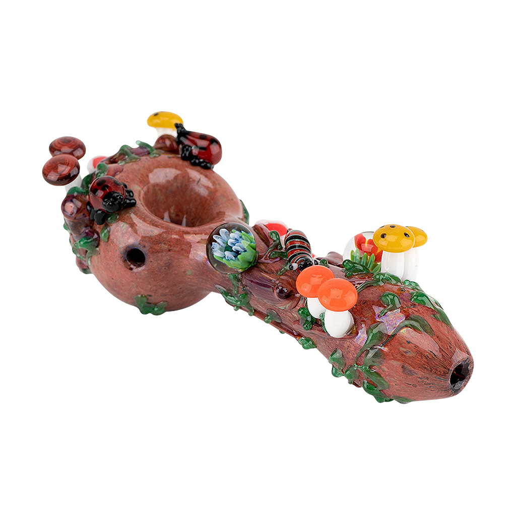 Empire Glassworks Spoon Pipe - Nature theme with intricate forest details, top view