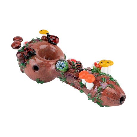 Empire Glassworks Spoon Pipe - Nature theme with intricate forest details, top view