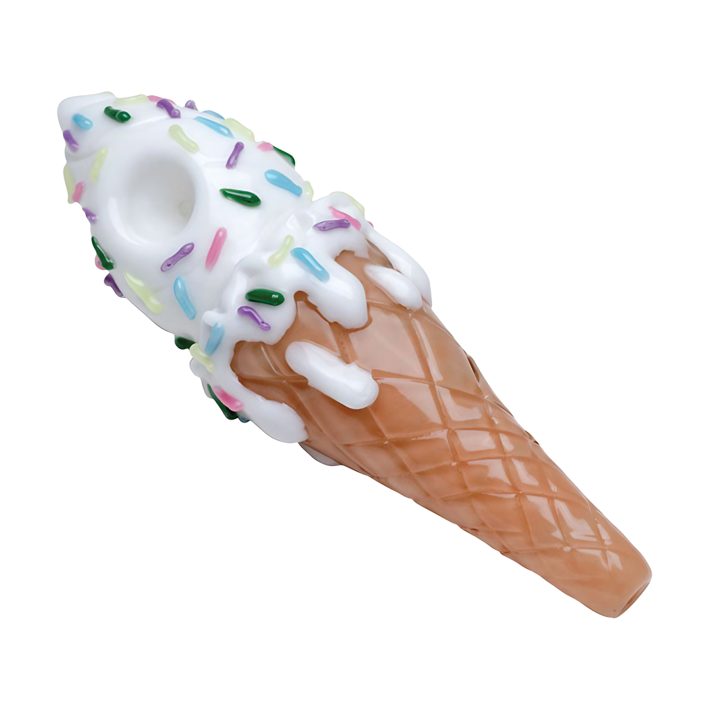 Empire Glassworks Sprinkle Cone Spoon Pipe, 6" Borosilicate Glass, for Dry Herbs - Top View