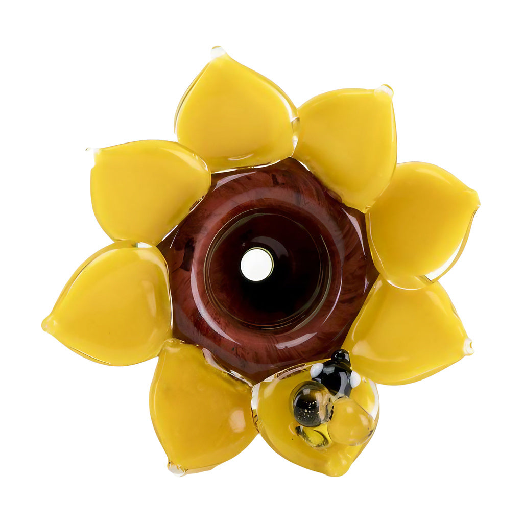 Empire Glassworks Sunflower Bowl for Bongs, 14mm Male Joint, Top View with Artistic Design