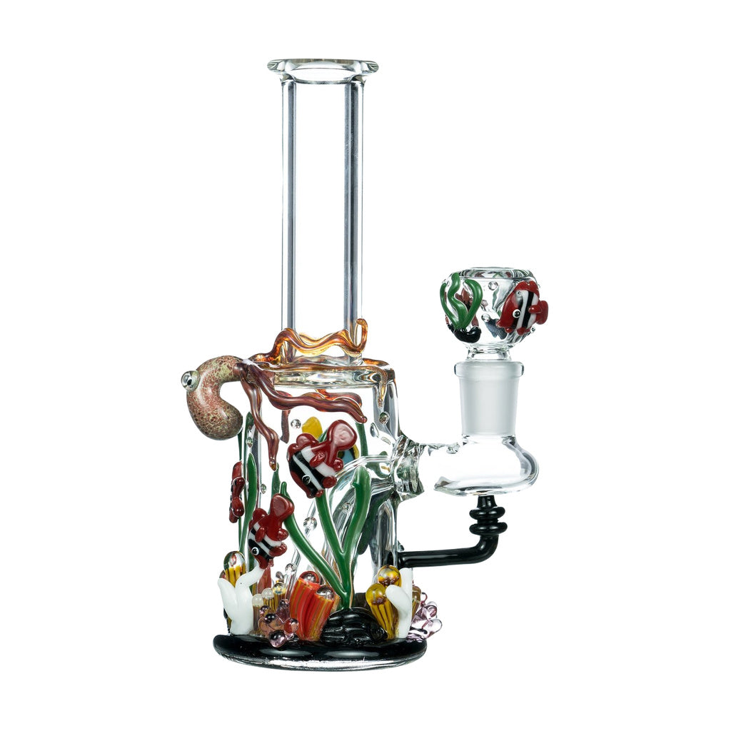 Empire Glassworks 7" Under The Sea Bong with Slitted Percolator and Intricate Marine Life Design