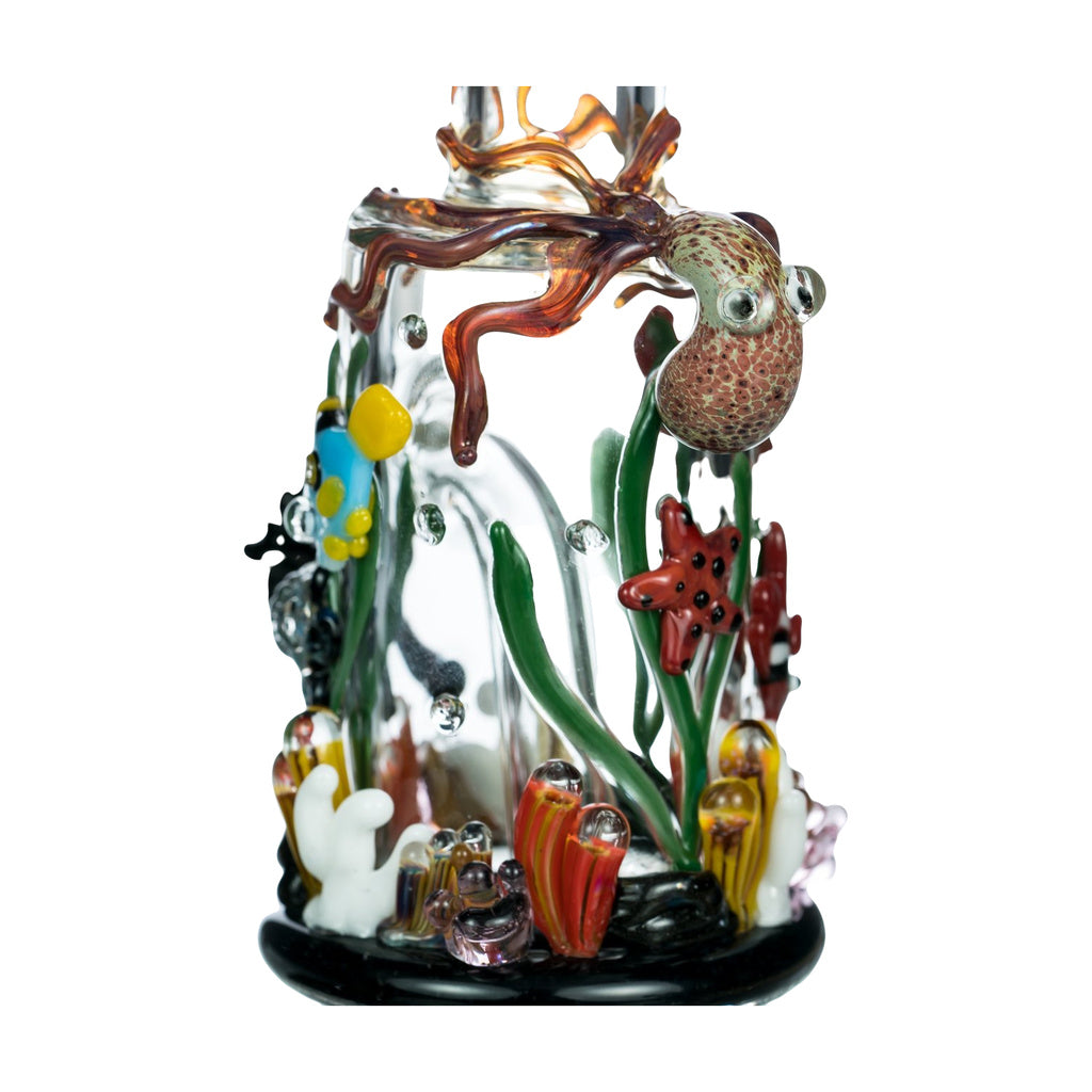 Empire Glassworks 7" Under The Sea Bong with Slitted Percolator, Intricate Marine Life Design, Front View