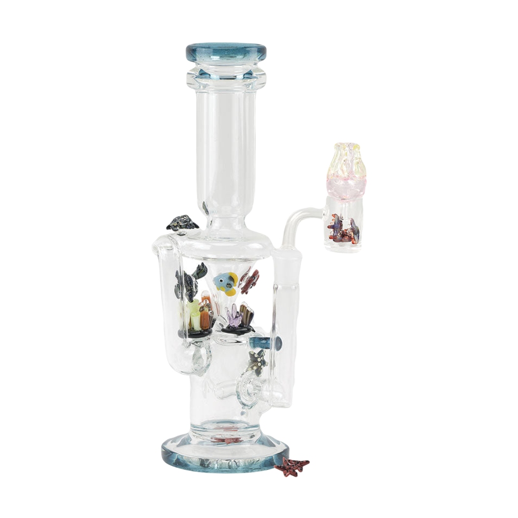 Empire Glassworks Under the Sea Recycler Rig, UV Reactive, Glow in the Dark, Front View