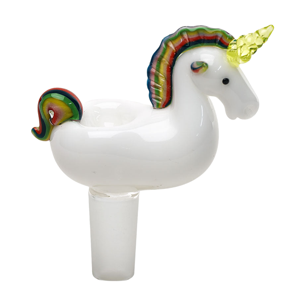 Empire Glassworks UV Reactive Unicorn Bong Bowl - 14.5mm Male Joint, Front View
