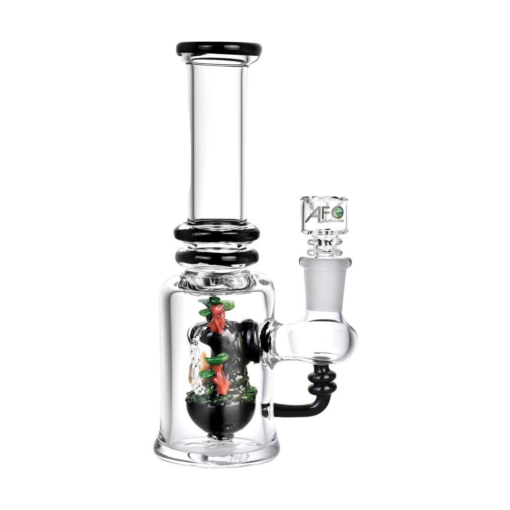 Empire Glassworks UV Nano Rig with Zen Bonsai design, 7" tall, 90-degree joint, front view