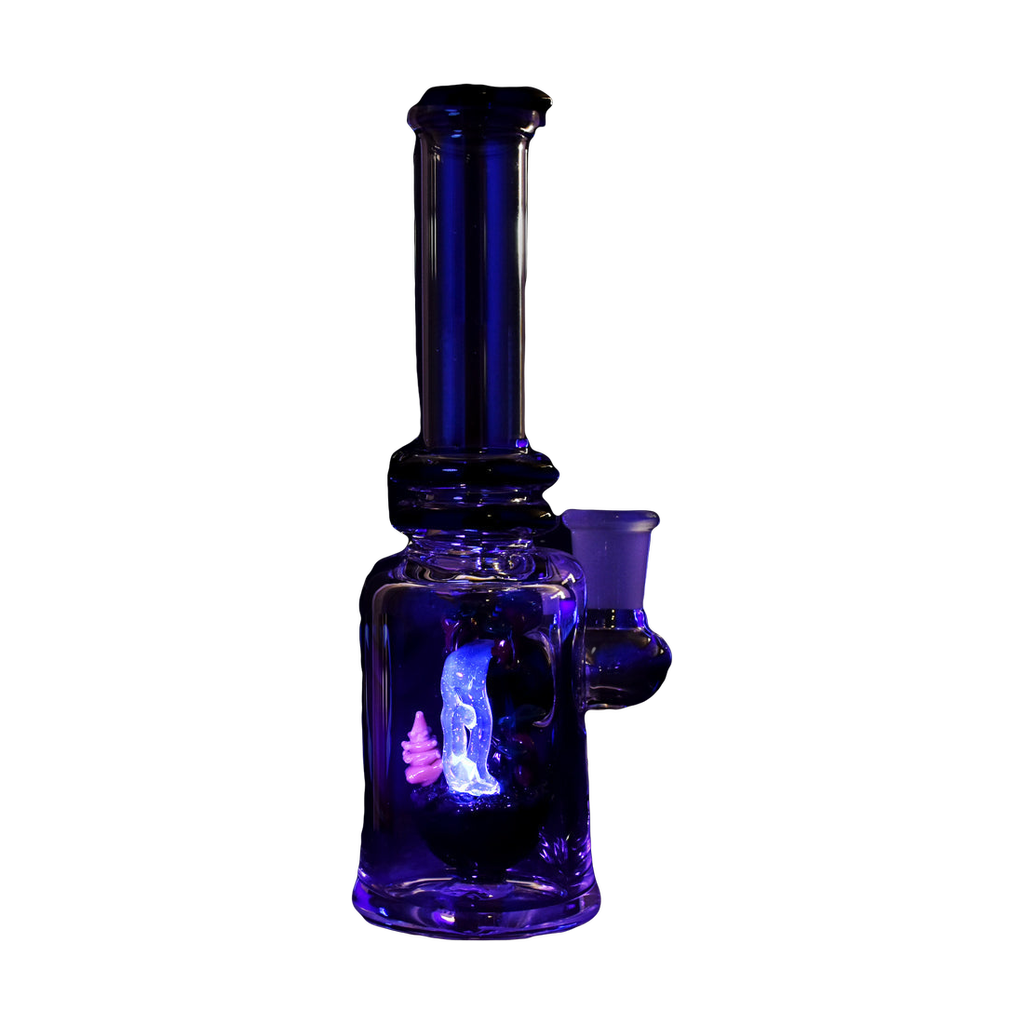 Empire Glassworks UV Nano Rig with Zen Bonsai design, 7" tall, 90-degree joint, front view on white background