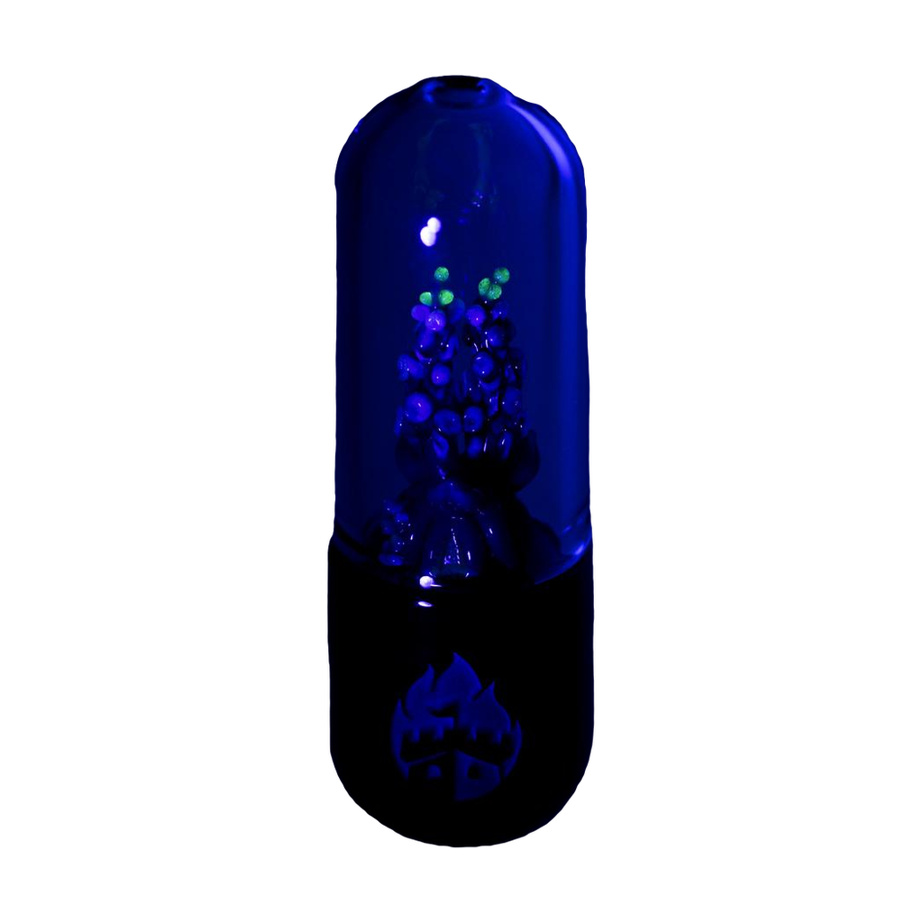 Empire Glassworks UV Reactive Dry Pipe in Purple Foxglove Design, Glows in Dark, 4.5" Compact Size
