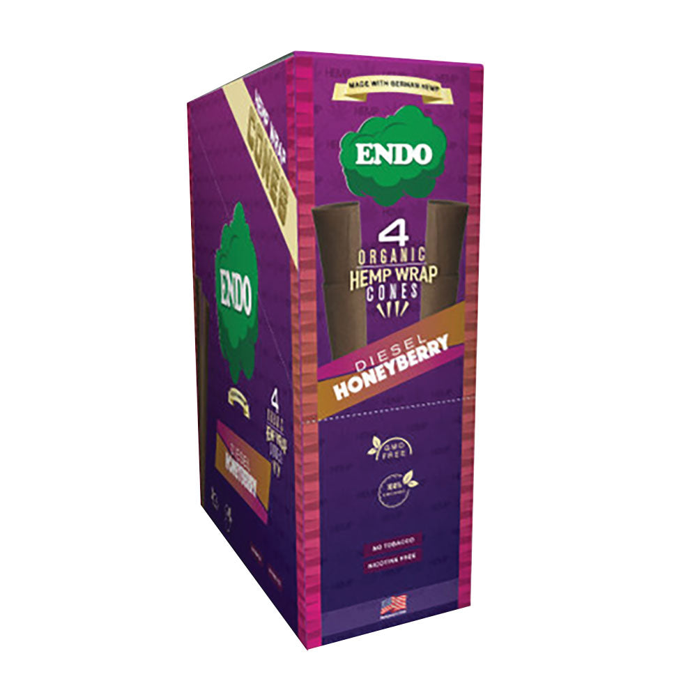 Endo Organic Hemp Wrap Cones 15 Pack - Diesel Honeyberry, angled front view