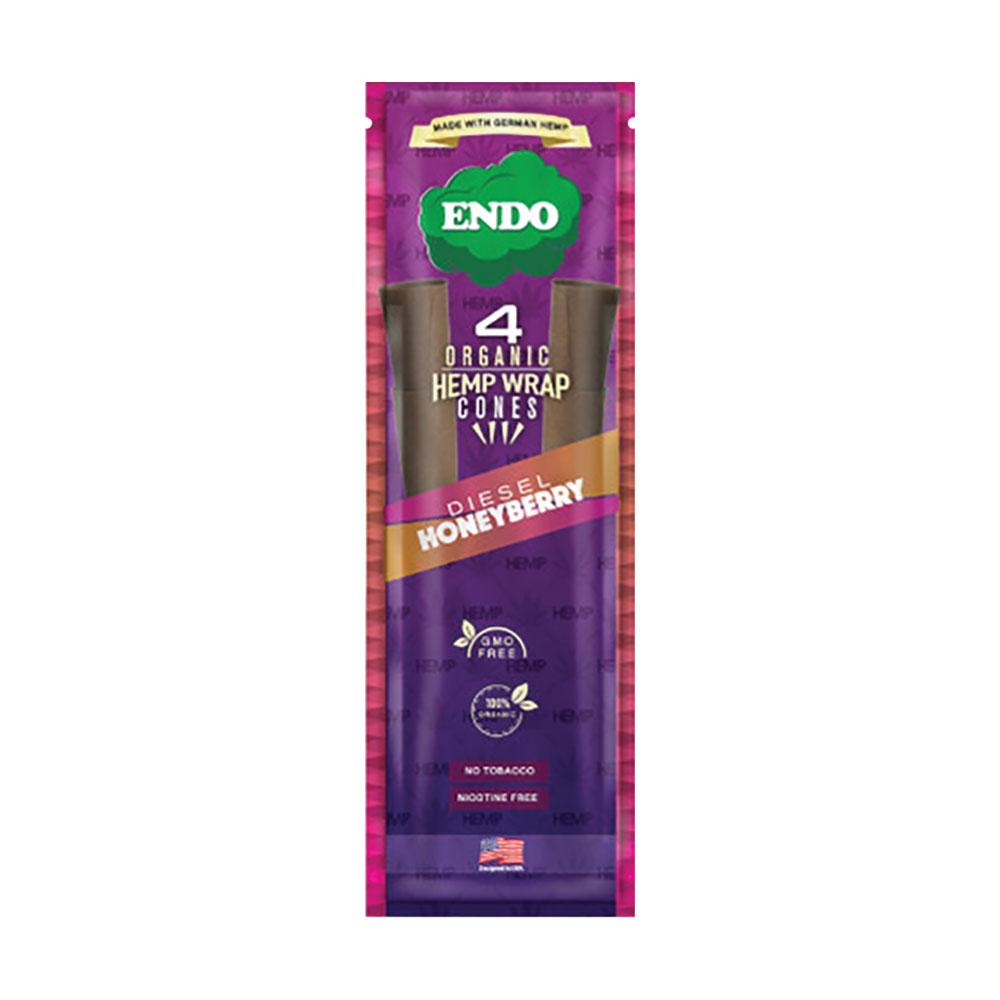 Endo Organic Hemp Wrap Cones, Dieselberry Flavor, Front View on Seamless White