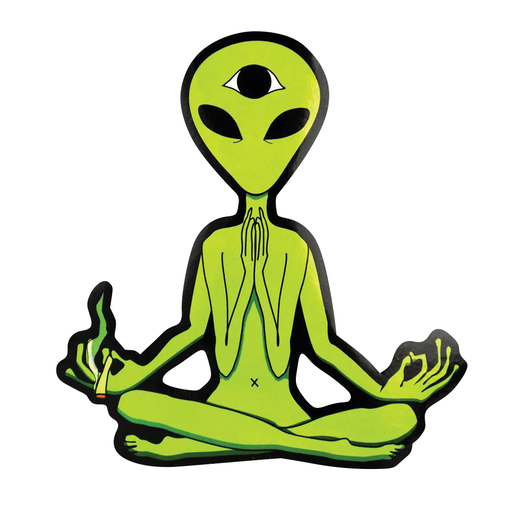 Enlightened Extraterrestrial Smoking Sticker, 4.75" x 5", USA made novelty gift