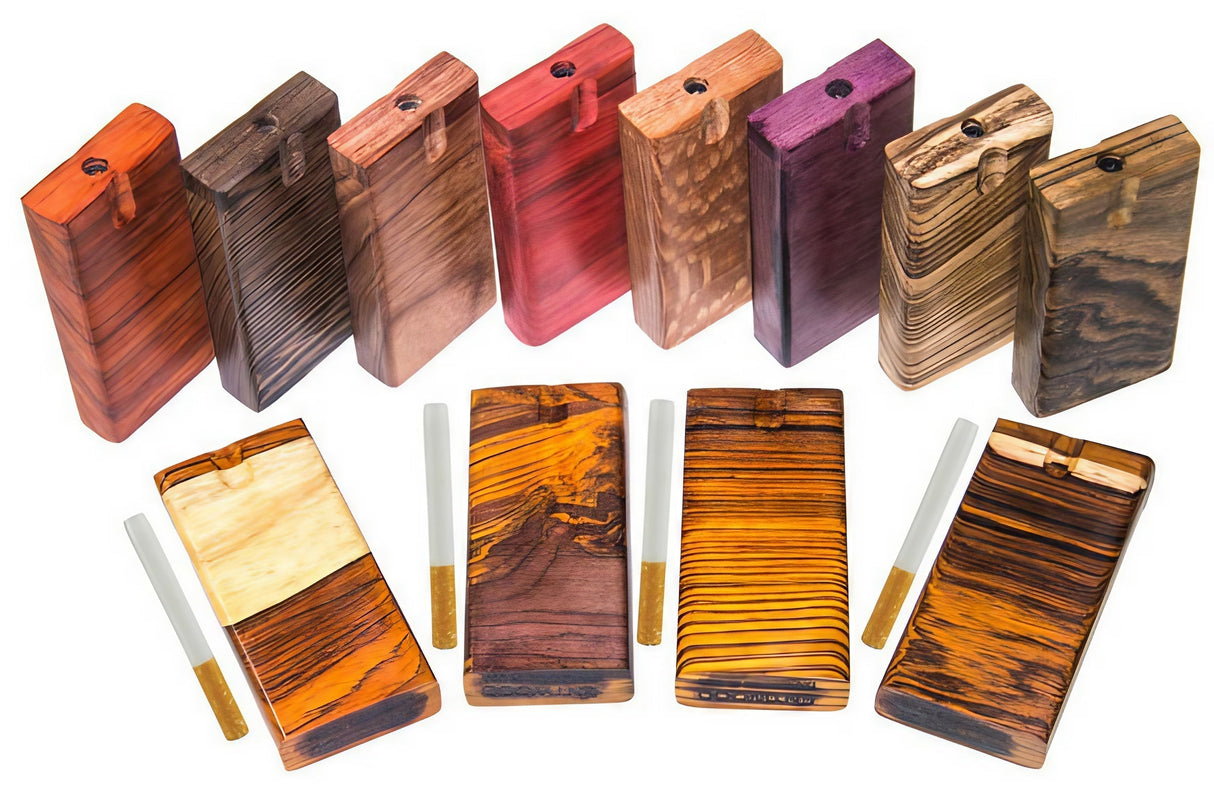 Assorted Entwood Dugouts with Ceramic Bats, 4" USA-Made, Wood Variety, Top View