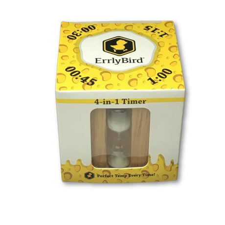 ErrlyBird 3 in 1 Sand Timer & Carb Cap in packaging, front view, perfect for precise dabbing
