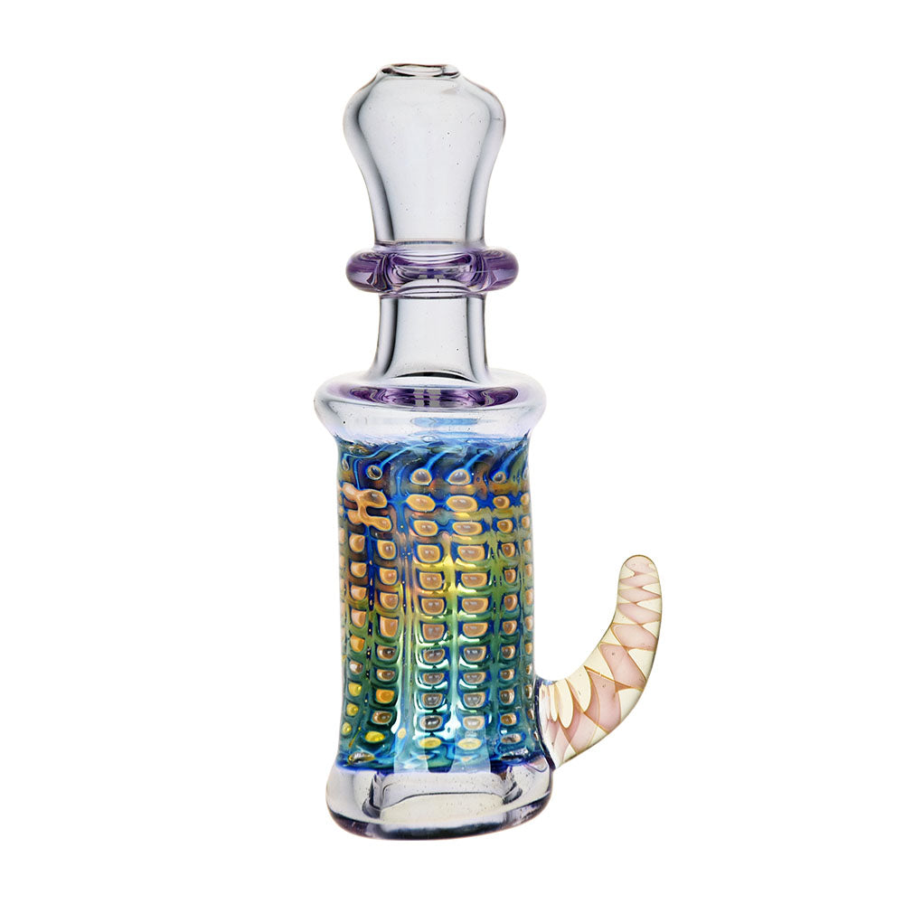 Ethereal Bubble Matrix Horned Chillum - Iridescent Borosilicate Glass - Front View