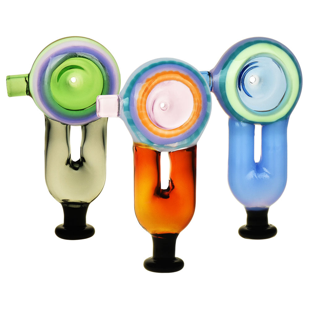 Euphoric Ecstasy Hand Pipes in Borosilicate Glass, 3.5" with Unique Swirl Artwork - Front View