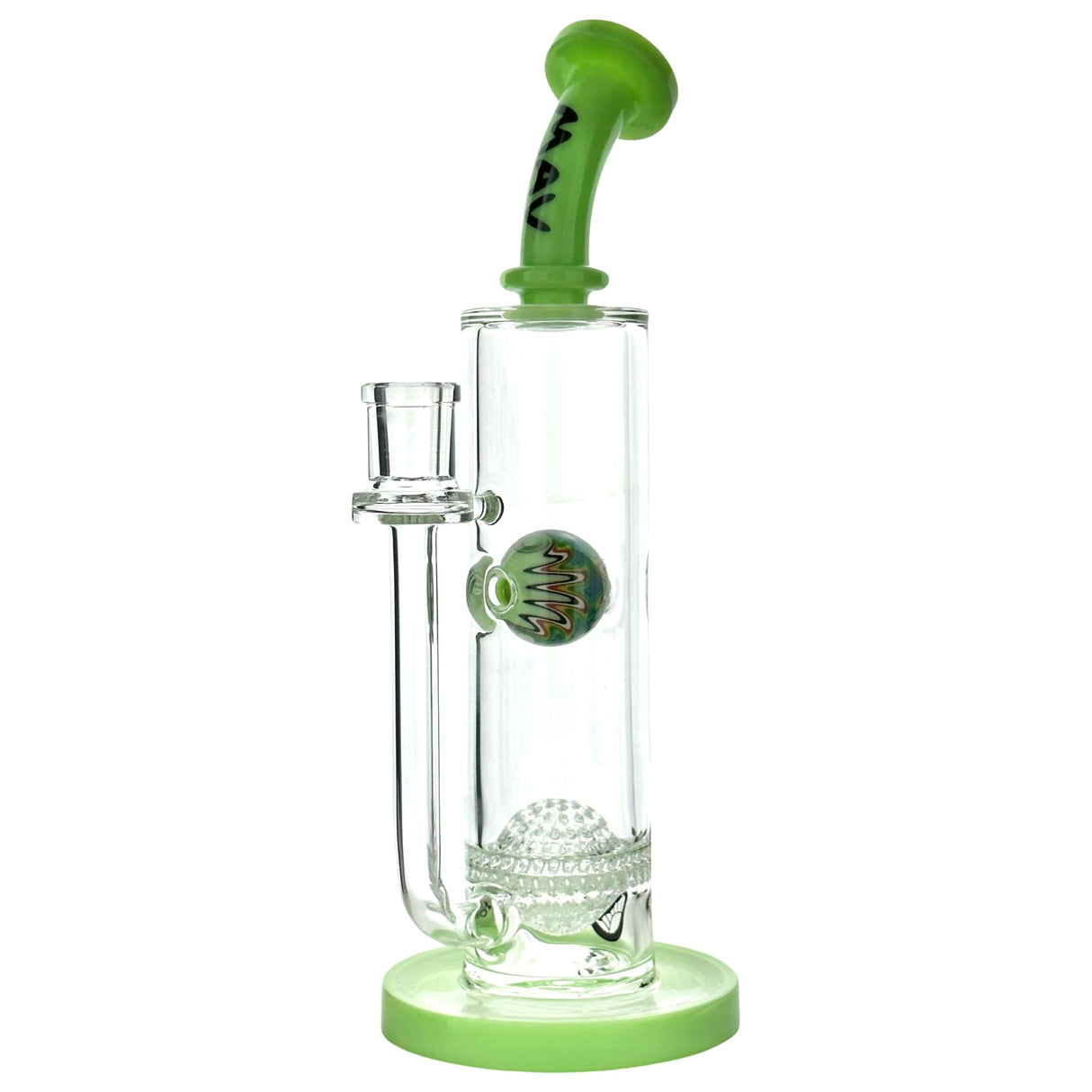 MAV Glass 12" Slime Honeyball Bent Neck Bong with Wig Wag Splash, Clear View