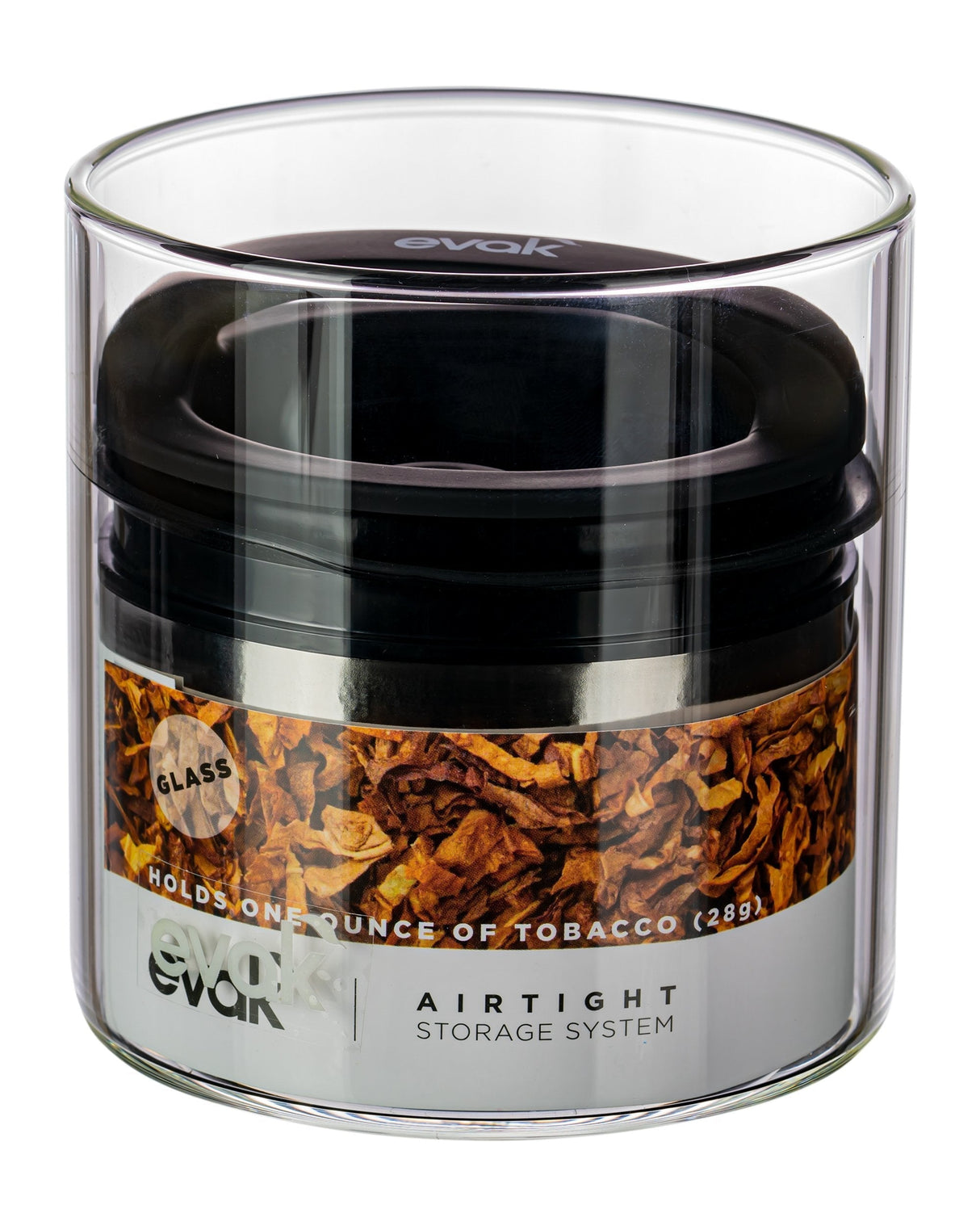 Prepara Evak Mini Black Valve-Sealed Airtight Stash Jar, 28 Grams Size, Front View