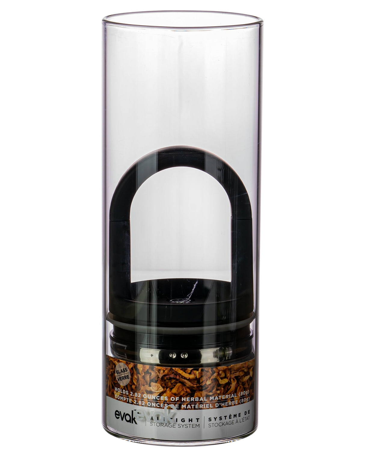 Prepara Evak Mini Black Valve-Sealed Airtight Stash Jar, 80g, Front View - DankGeek