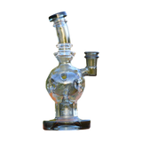 Calibear EXOSPHERE Dab Rig with Seed of Life Perc, clear glass, side view on natural background