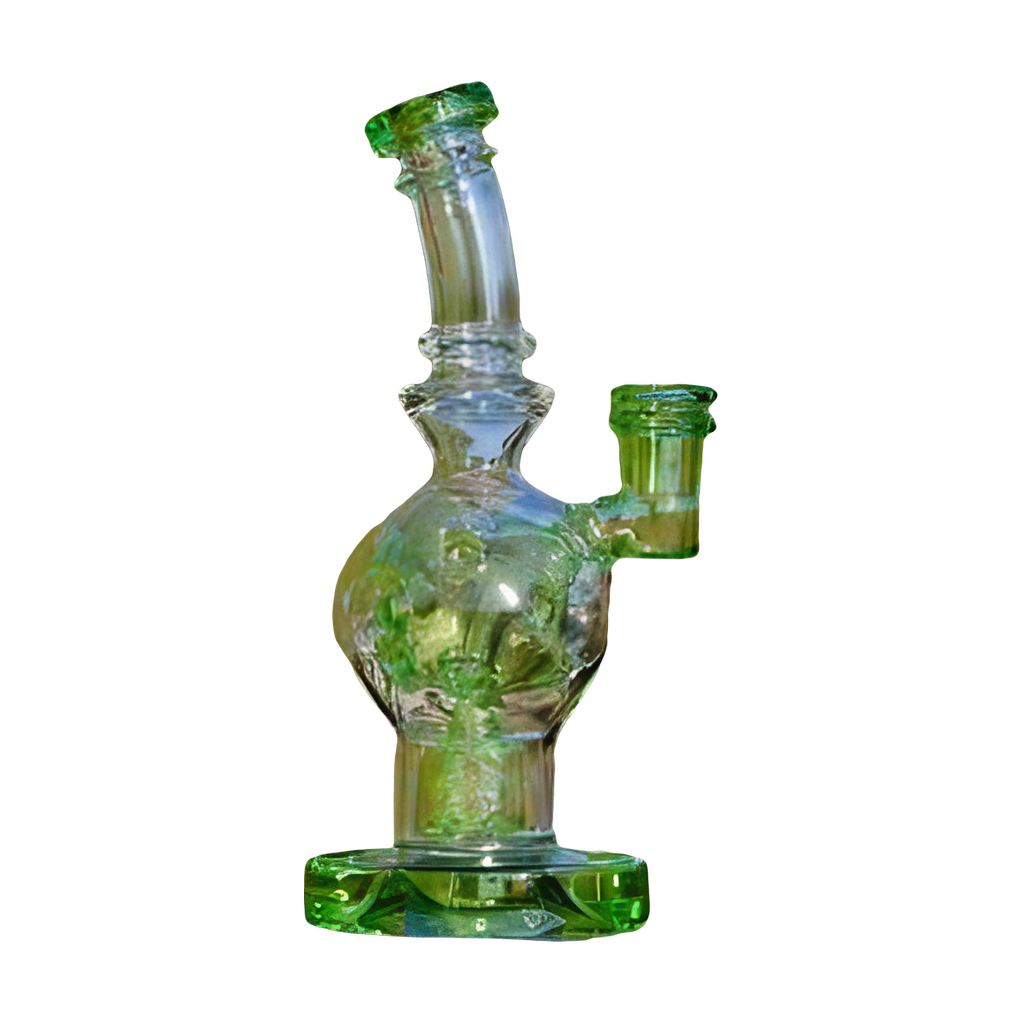 Calibear Exosphere Dab Rig with Seed of Life Perc in Green, Outdoor Side View