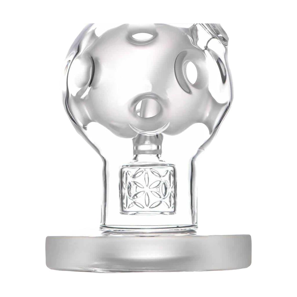Calibear EXOSPHERE Dab Rig with Seed of Life Perc, clear glass, front view on white background
