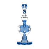 CALIBEAR Exosphere Dab Rig with intricate blue accents and clear glass, front view on white background