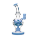 Calibear Exosphere Dab Rig in Milky Blue with Frosted Bubbles, Side View on White Background