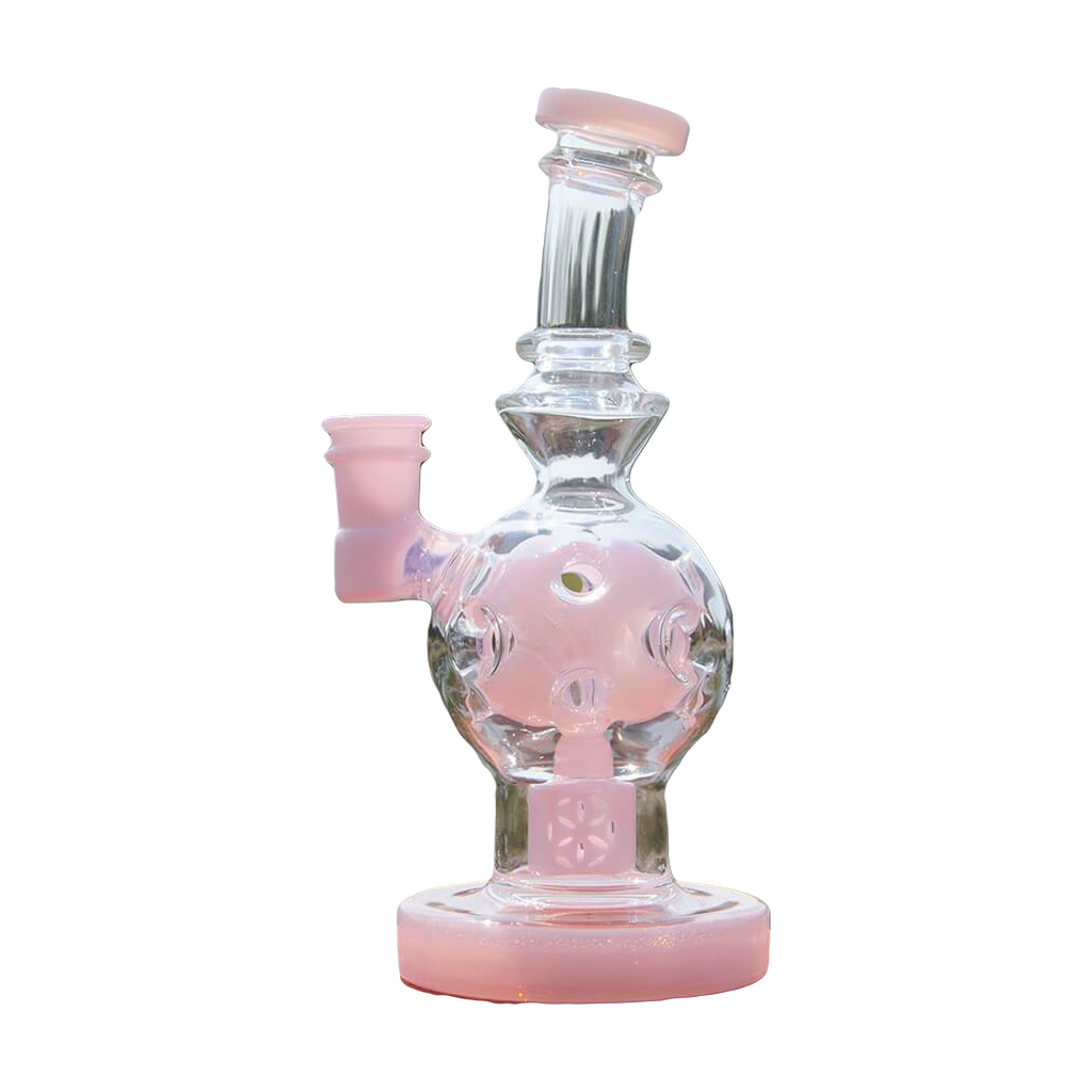 Calibear EXOSPHERE Dab Rig in Milky Pink with Seed of Life Perc, Front View