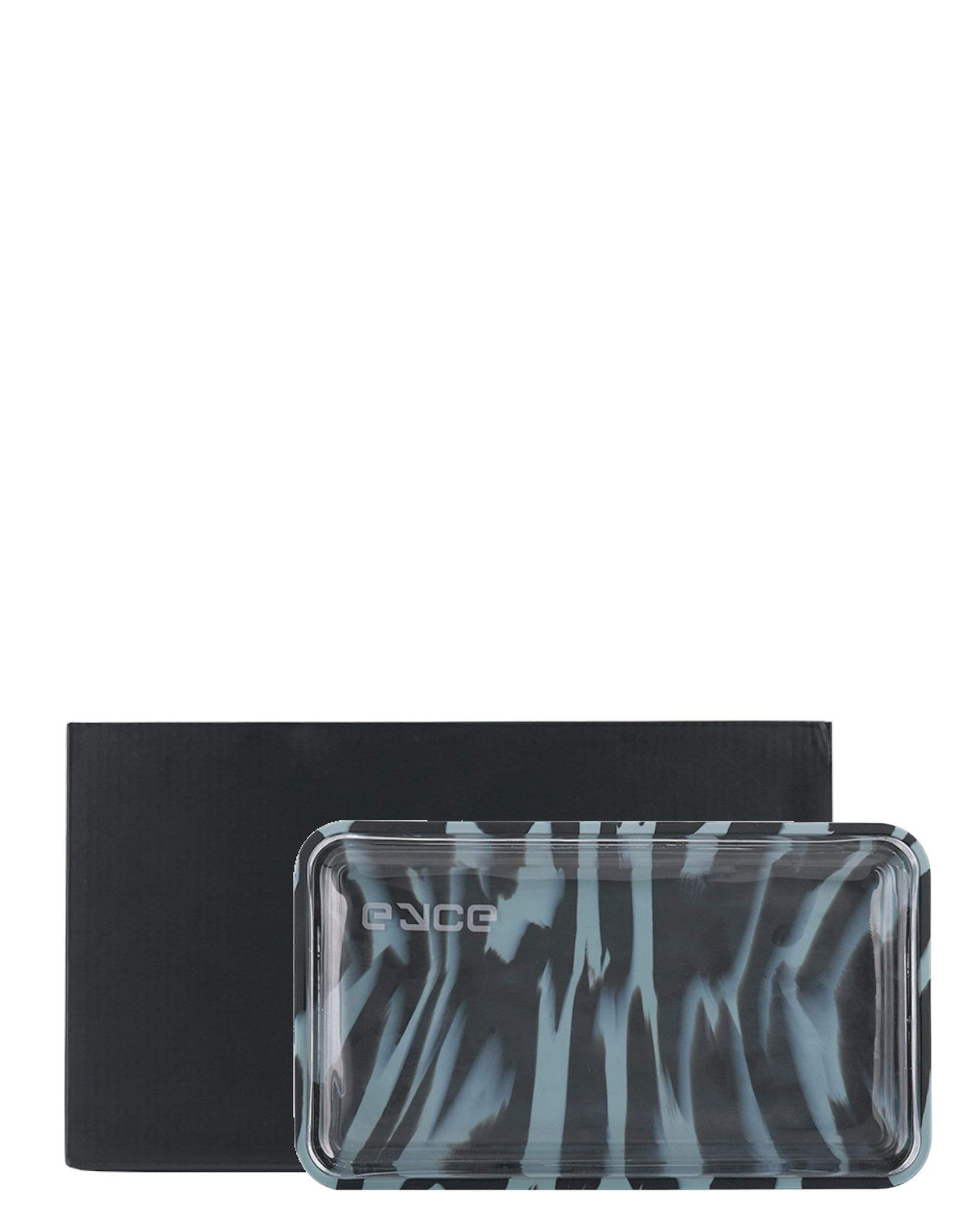 Eyce 2 in 1 Rolling Tray in Black and Clear, Durable Silicone for Dry Herbs, Front View