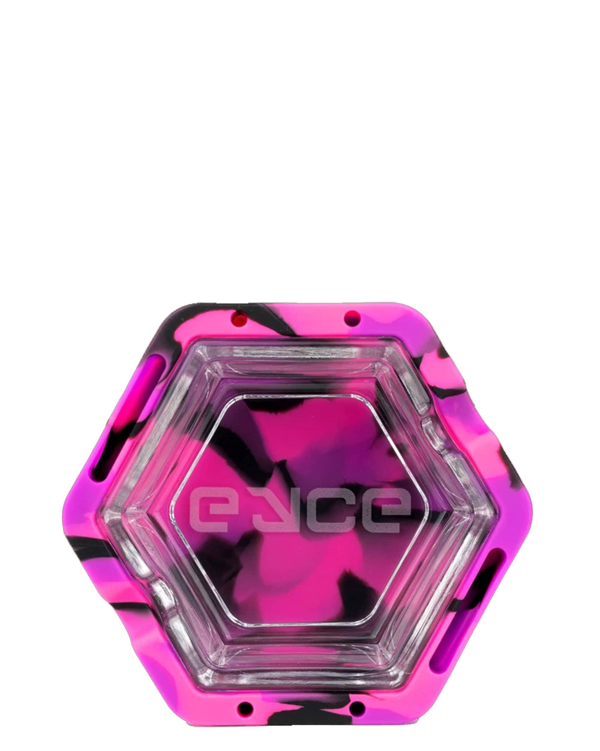 Eyce Silicone Ashtray in Purple, Hexagonal Shape, Top View, Durable for Dry Herbs