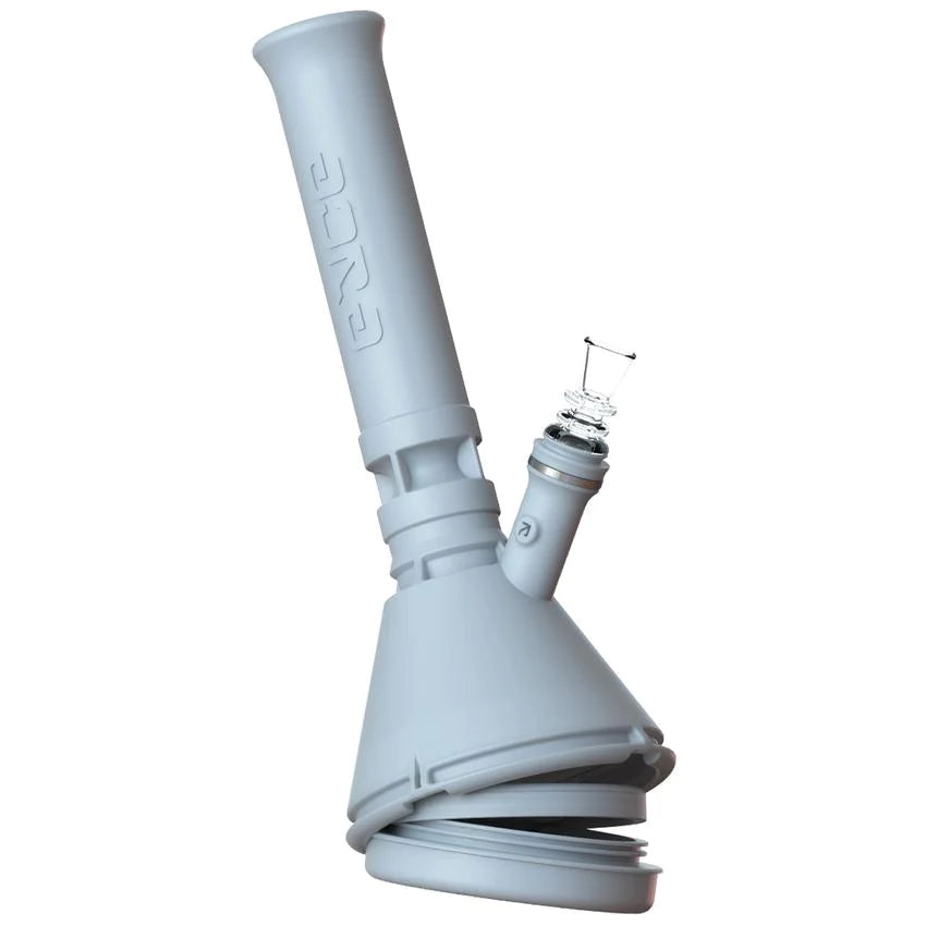 Eyce Beaker in Cool Gray, Silicone Bong with Deep Bowl, Angled Side View