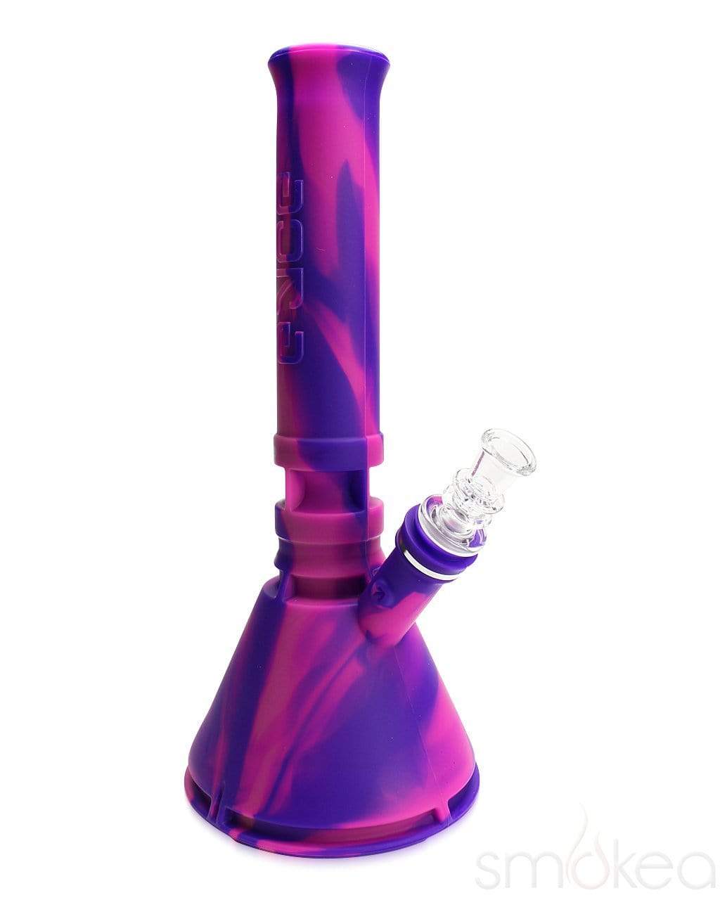 Eyce Beaker in Flower Purple, Silicone Bong with Deep Bowl, Front View on White Background
