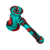 Eyce Hammer Bubbler in Coral Snake design, angled view showcasing its silicone body and steel bowl