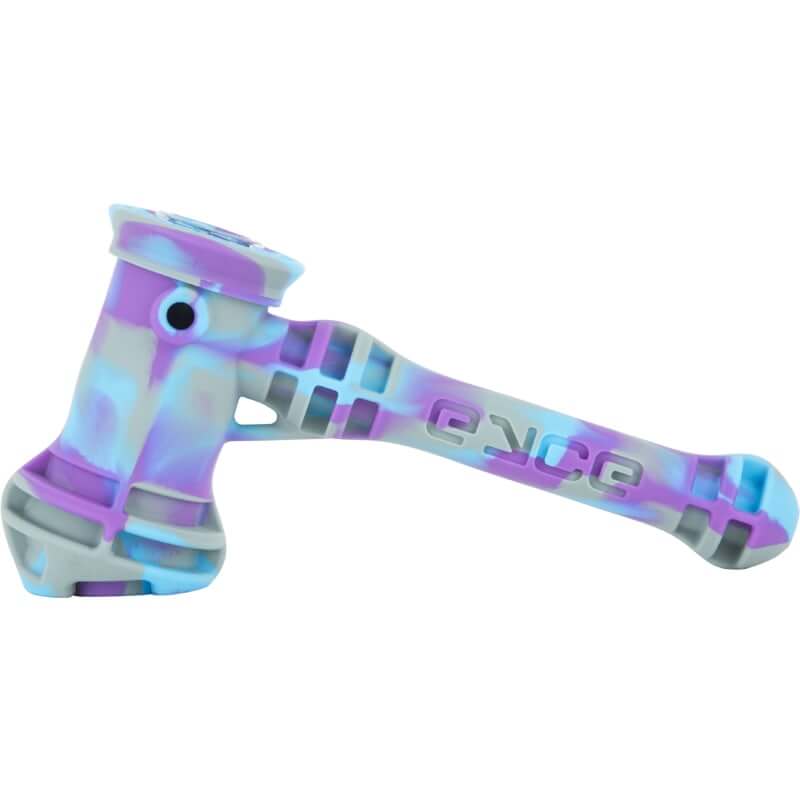 Eyce Hammer silicone bubbler in Mermaid Purple variant, compact and portable design, side view